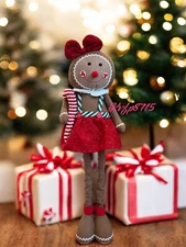 Door Greeter Expandable Feet Gingerbread Girl Candy Cane Christmas Peppermint