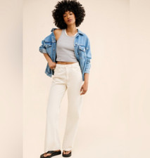 NWT Free People x We The Free Tinsley Baggy High Rise Jeans in White/Ecru 32