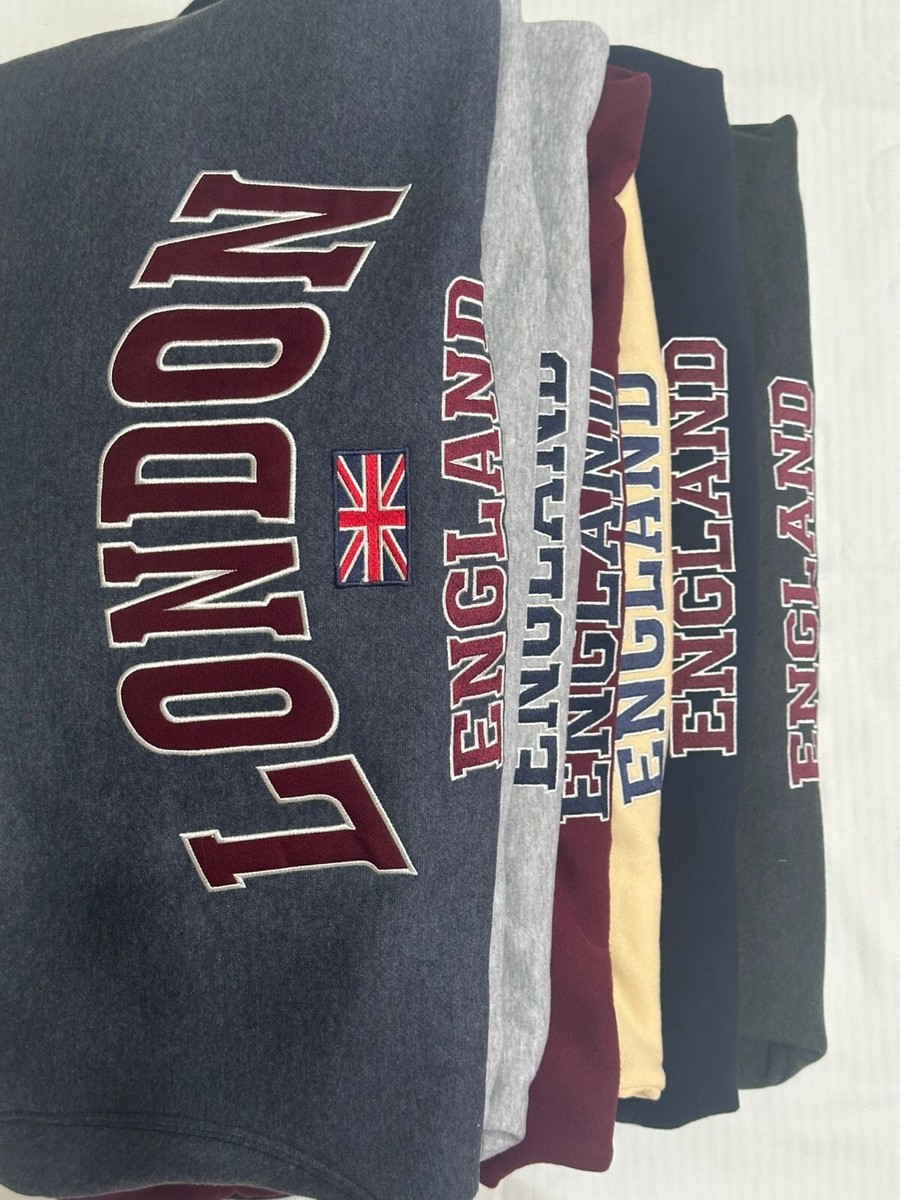 London England Union Jack Embroidered Men Hoodie Sweatshirt