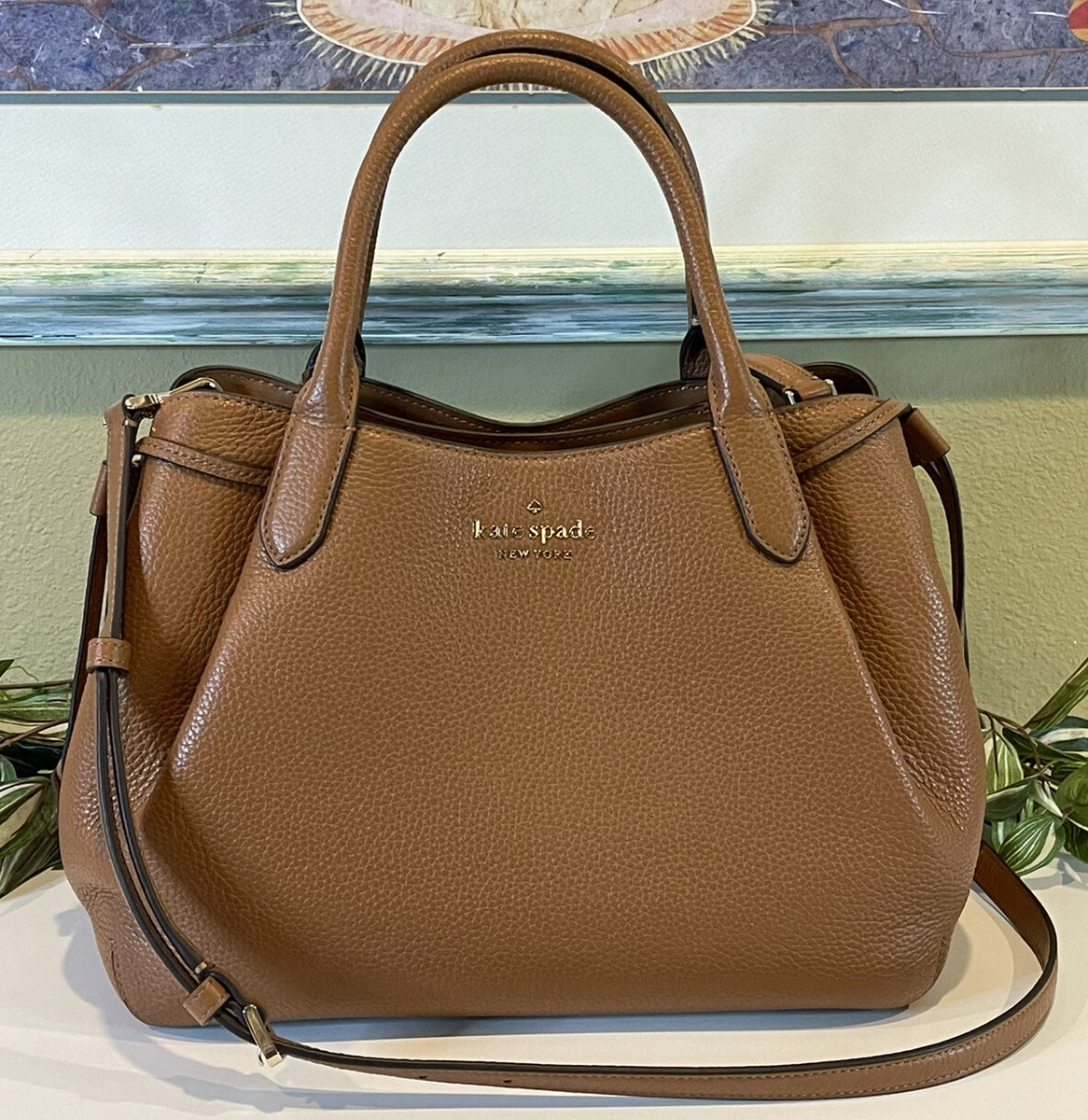 KATE SPADE DUMPLING LARGE SATCHEL SHOULDER HOBO BAG GINGERBREAD BROWN LEATHER