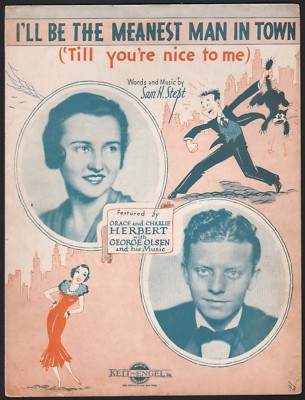 1932 I'LL BE THE MEANEST MAN IN TOWN vintage jazz song SAM H. STEPT ukulele