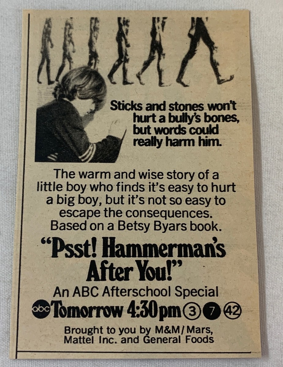 1974 small ABC Afterschool Special tv ad~ PSST! HAMMERMAN&rsquo;S AFTER 