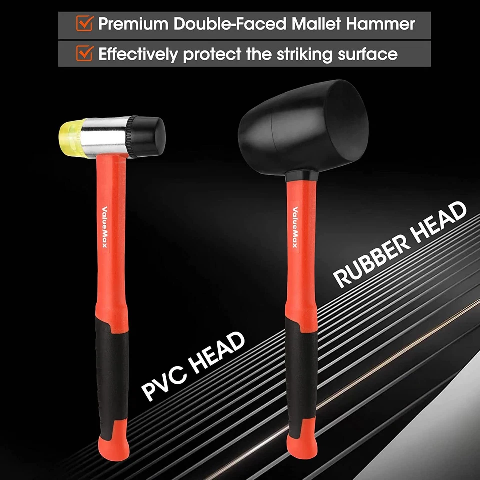 ValueMax Rubber Mallet 16oz Rubber Mallet Hammer & 35mm Double-Faced Soft Hammer - Image 2 of 4