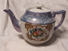 Vintage Lusterware Finish Tea Pot features Roses, Japan