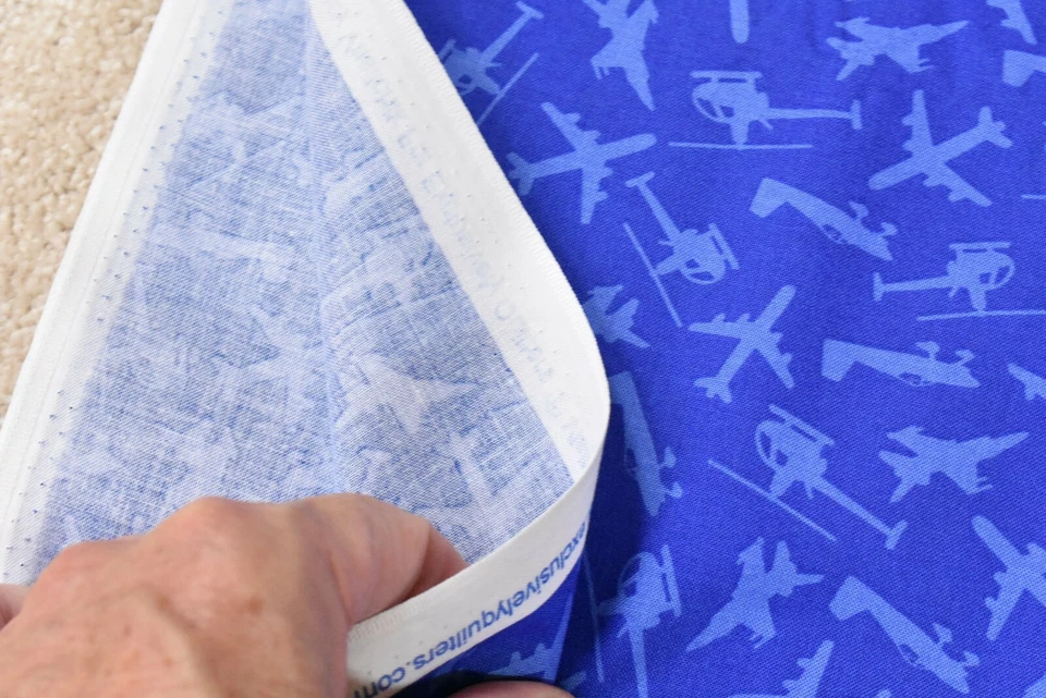 22" Long, Blue Military Aircraft on Blue Cotton, Exclusively Quilters, N6114 - Image 4 of 4