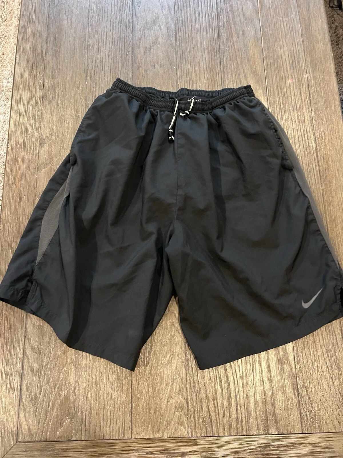 Mens Nike Lined Running Shorts Black Gray M Medium