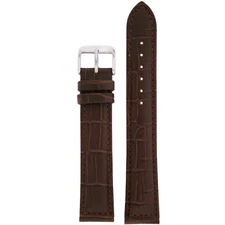 Extra Long Watch Band Dark Brown Leather Strap Alligator Grain 18mm - 24mm