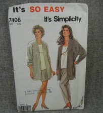 Simplicity 7406 Misses Jacket Pants Skirt Separates size 8-20 Plus Uncut
