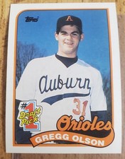 1989 Topps - Gregg Olson Rookie Card #161 (RC) Baltimore Orioles #1st Auburn. rookie card picture