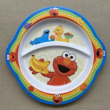 Sesame Street Children's Divided Plate Kids Melamine Plastic Ware Toddler Youth