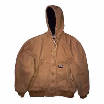 Vintage Big Smith Work Jacket Large Brown Heavy Insulated Canvas Fleece Lined