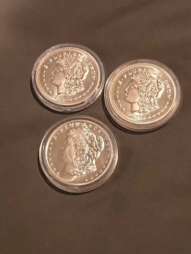 3 × 1 oz. Silver Bullion Round - Morgan Dollar Design .999 Fine Toning