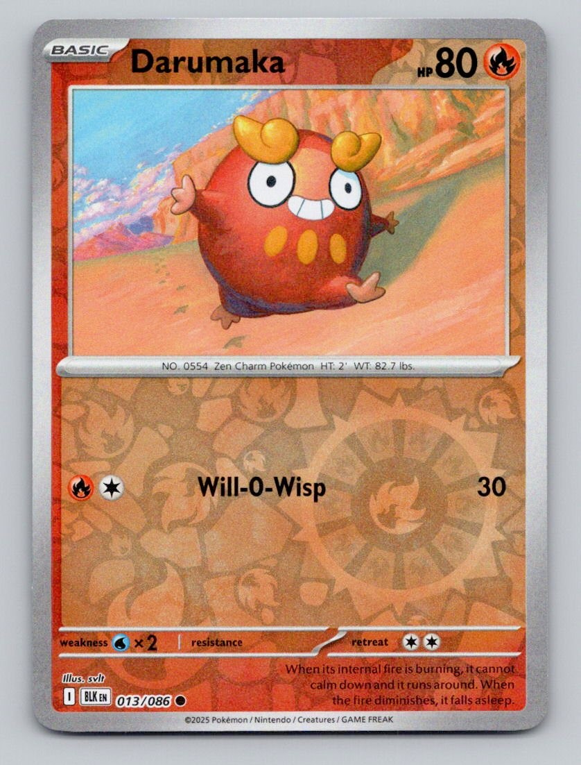 Reverse Holo Darumaka 013/086 Common Black Bolt Pokemon