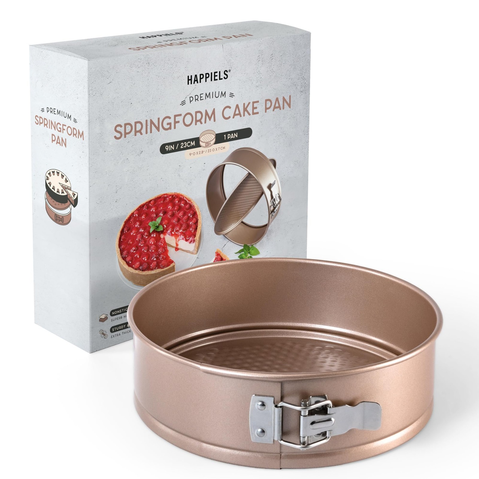 HAPPIELS Non Toxic Nonstick 9 inch Springform Pan 9'' Cheesecake Mold Leakproof