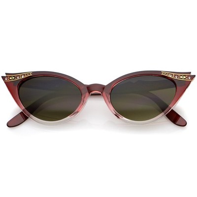 zeroUV 50s Vintage Cat Eye Sunglasses for Women UV400 Embellished with Rhines...
