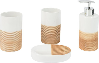 128405 Bad Accessoires Set Rimini - 4-Teilig Badezimmer Set Aus Seifenspender, S