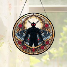 Mothman Stained Glass Suncatcher, Cryptid Window Hanging Decor, Mythical Creatur