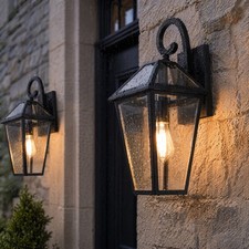 2 Pack 21 inch Exterior Large Black Outdoor LED Wall Light Glass Sconce Fixture