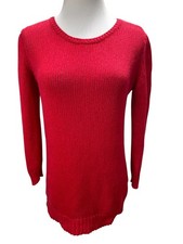 A.P.C. Classic Red Cotton Cashmere Sweater Crewneck Longer 3/4 Sleeve Vintage