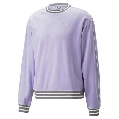 NWT PUMA x TMC Mens Hussle Way Velour Crew Sweatshirt XL Vivid Violet MSRP$125