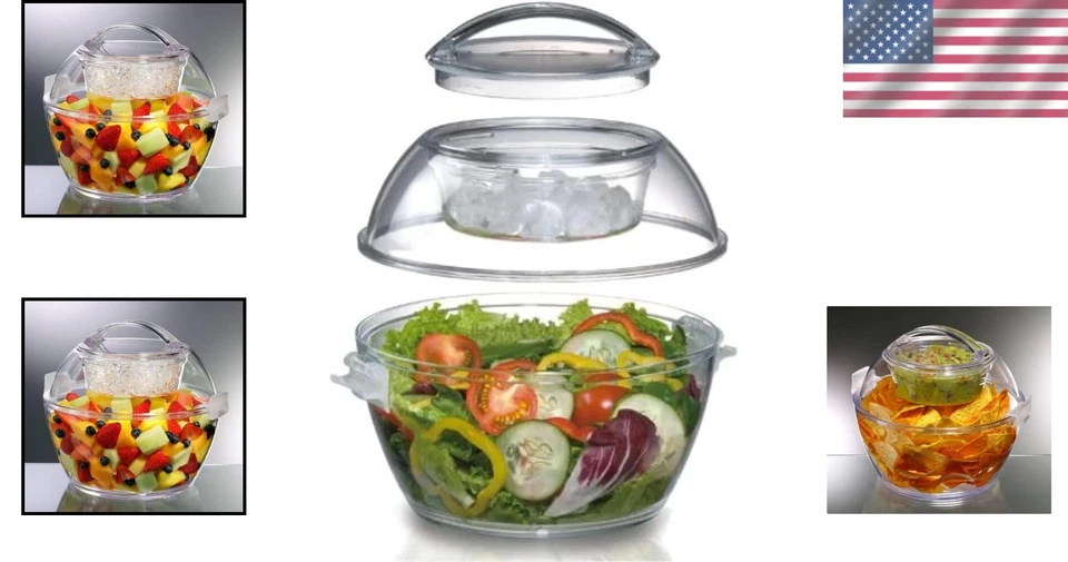 Large 5.5 Qt. Acrylic Salad To Go Bowl with Clip-On Dome Lid - Image 2 of 4