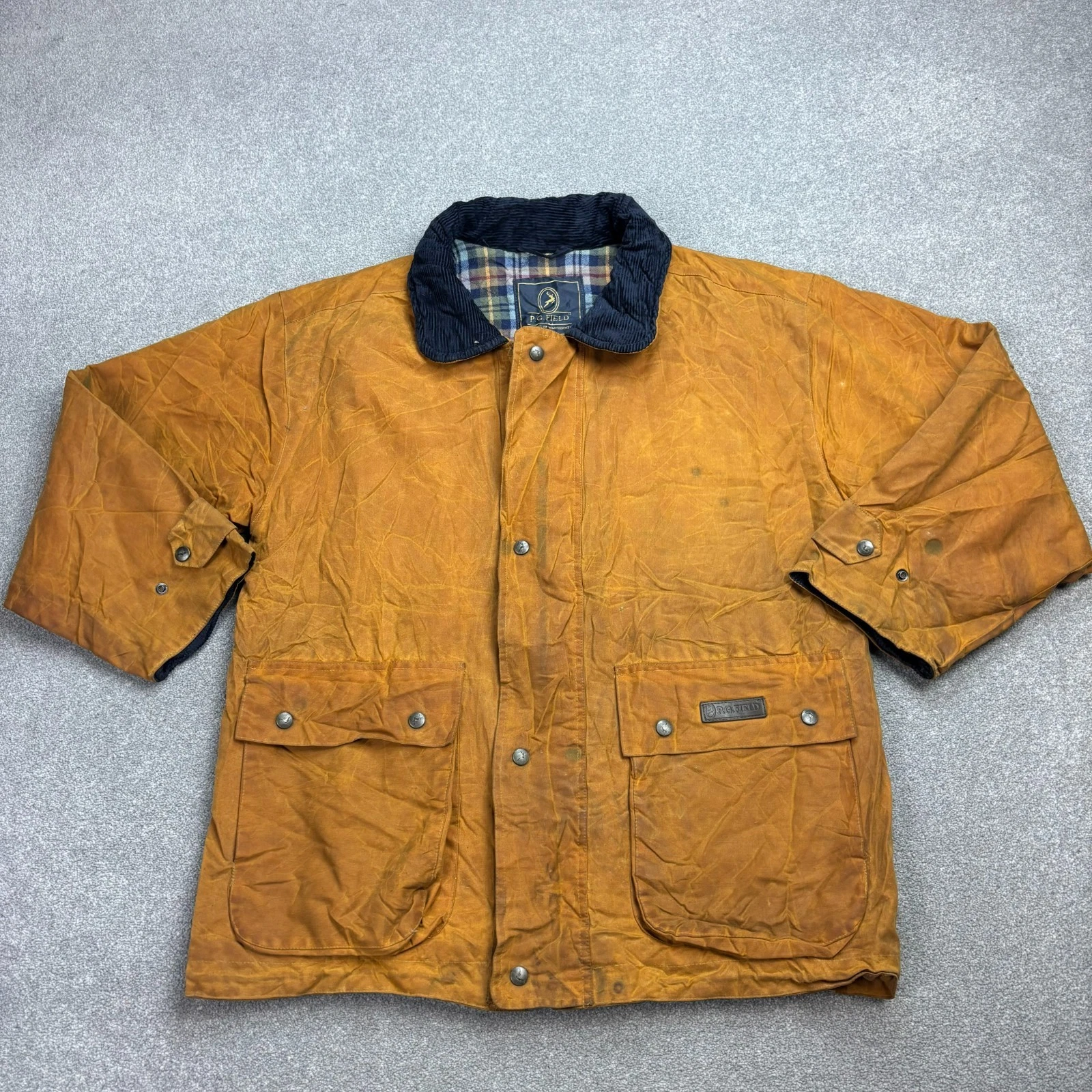 Wax Jacket Adult Small Brown Hunting Country Outdoor Waterproof Coat Men*