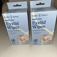 Foster & Thrive Eyelid Wipes (Lid Scrub) 30 Cloths (2 boxes) 60 Total. NIB NEW