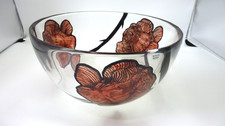 KOSTA BODA Bowl Red Rose Tattoo 9” Large Decorative 🌹 Signed # ’d Art Glass 3