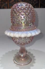 HTF Fenton 95th Champagne Pink Hobnail 3 Piece Glass Fairy Lamp w Correct Insert