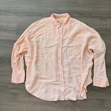 American Eagle AE Go Big Oversized Shirt Orange Women's Medium Beach Linen Like