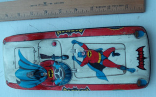 Rara auto giocattolo latta piatta Batman giapponese Sanko Toys anni 60