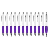 FüR Retractable Kugelschreiber, 12 StüCk Schwarze Tinte, Lila/Weiß