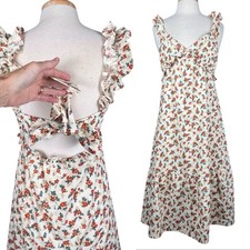 Lush Floral Ruffle Midi Dress Womens Small Cottagecore Boho Garden Girl Feminine