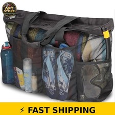 MRSXXNTY Extra Large Beach Bag - XL Mesh Tote with Zipper and Pockets