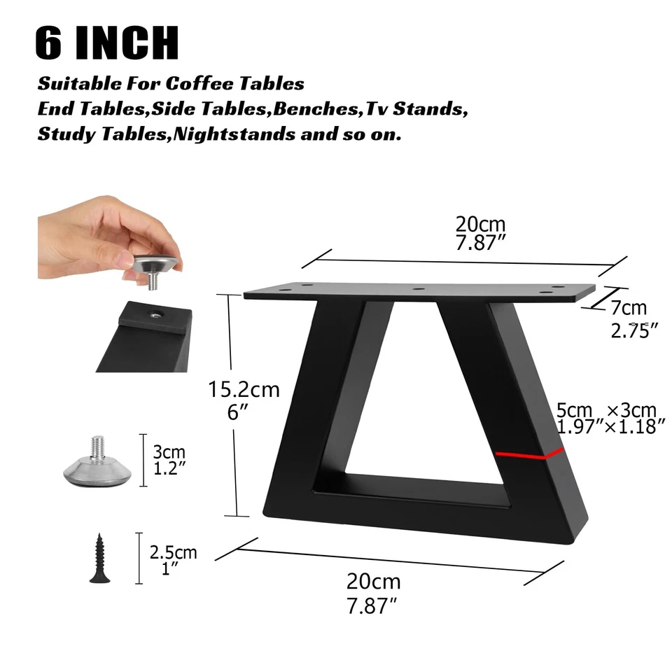 Patas de mesa de metal trapezoidal de 6 pulgadas patas de muebles de acero de alta resistencia para sofá hágalo usted mismo... Foto 3 de 4
