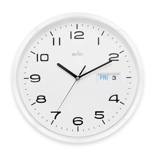 ACCTIM Calendar Wall Clock, White, 32cm Diameter - Image 1 of 1