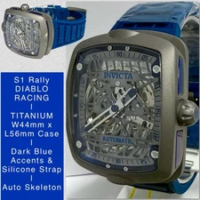 44mm Auto TITANIUM Dark Blue | Skeleton DIABLO | Dark Blue Strap Invicta Watch