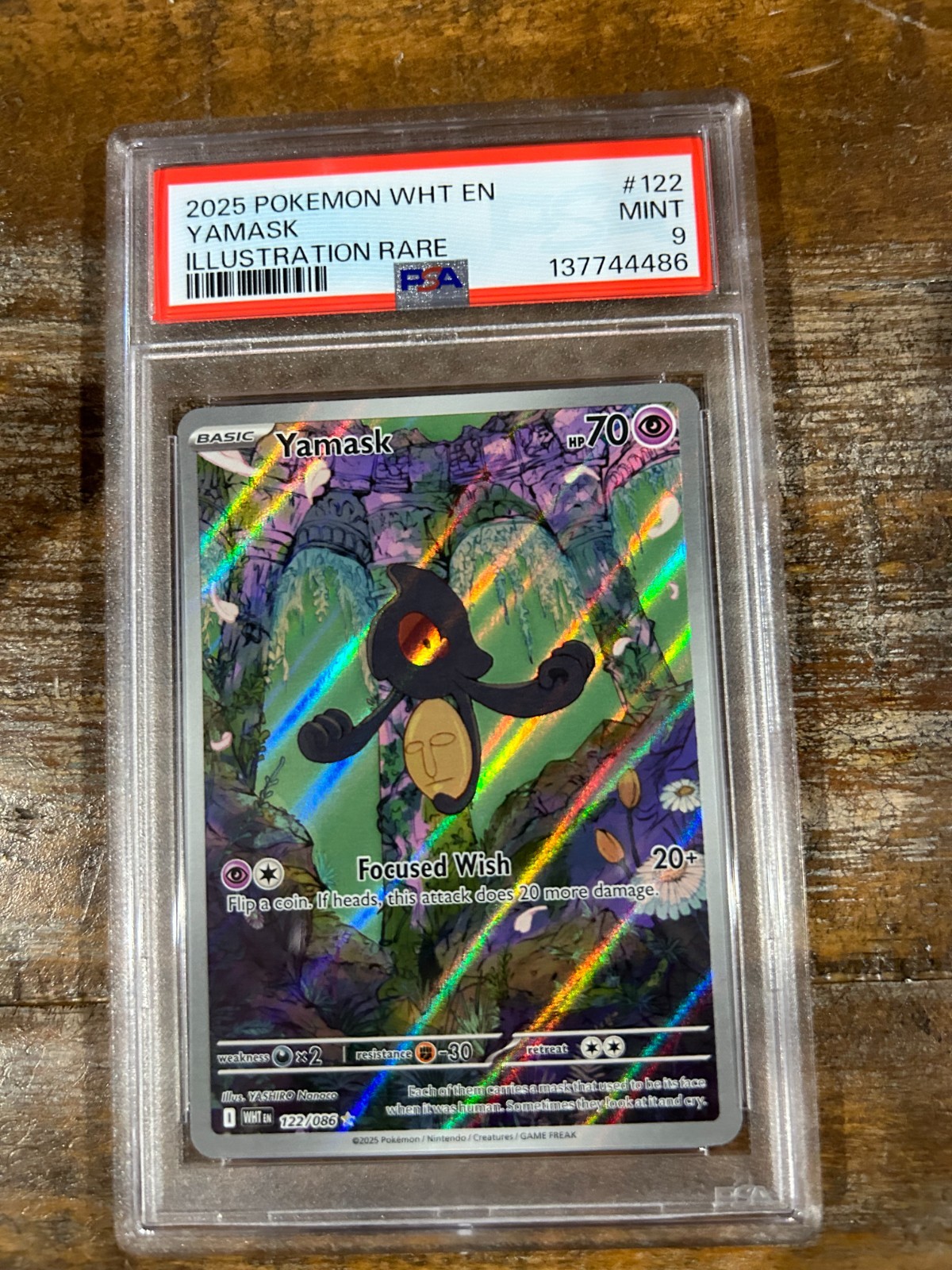 POKEMON  2025 White Flare Illustration Rare YAMASK #122 PSA 9 Mint RARE
