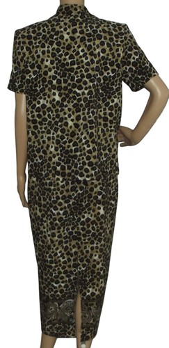 Miss Dorby Dress Jacket Set Womens Size 12 animal print leopard sleeveless maxi - Picture 11 of 16