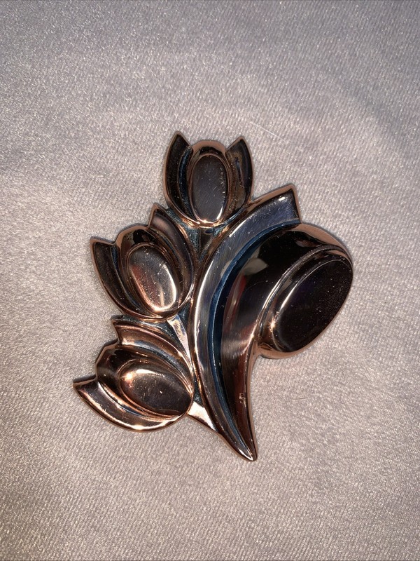 Vintage Renoir Shiny Copper Tulip Pin 2.25” # 545