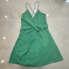 Alice + Olivia Womens Size 0 Green Wrap Tie Slip Dress Spaghetti Strap