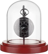 3x4" Glass Pocket Watch Display Dome with Wood Base & Metal Hook for Collectible