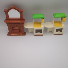Little Tikes Dollhouse Furniture Mantle Fireplace  2 Kitchen Vintage Island