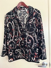 Chico's Travelers Slinky Knit Geometric Jacket 3/4 Bell Sleeve Cardigan 1 Medium