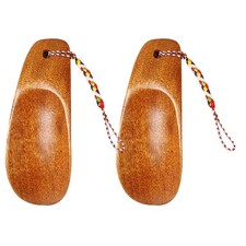 2 Pcs Shoe Lifting Wearing Helper Tool Natural Wood Shoehorn Portable