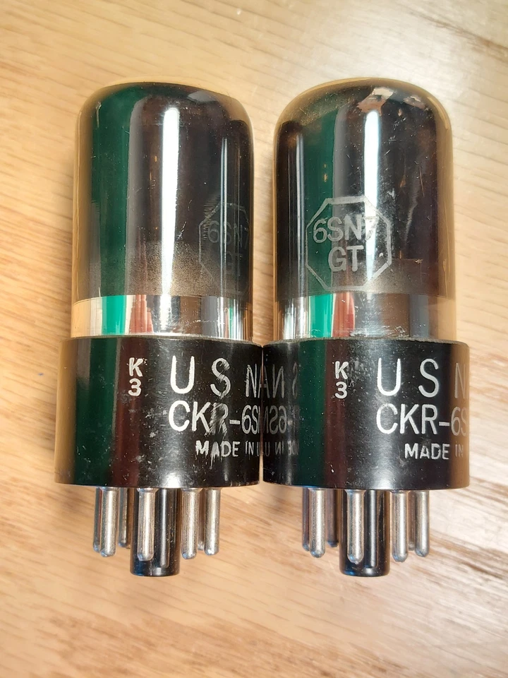 Pair of Ken-Rad USN CKR 6SN7GT VT-231 1943 Black Glass Tubes #1 - 7% matched - Image 2 of 4
