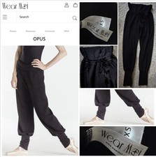 Wear Moi OPUS dance ballet jogger Black Women's warm up Pants Sz. XS ret: 77