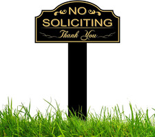 No Soliciting Sign for House with Stake 7 x 3.5 Inch Waterproof Resistant with 1