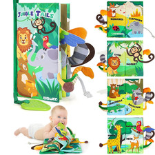 Soft Baby Book Toy, Touch and Feel Sensory Crinkle Book with Teether