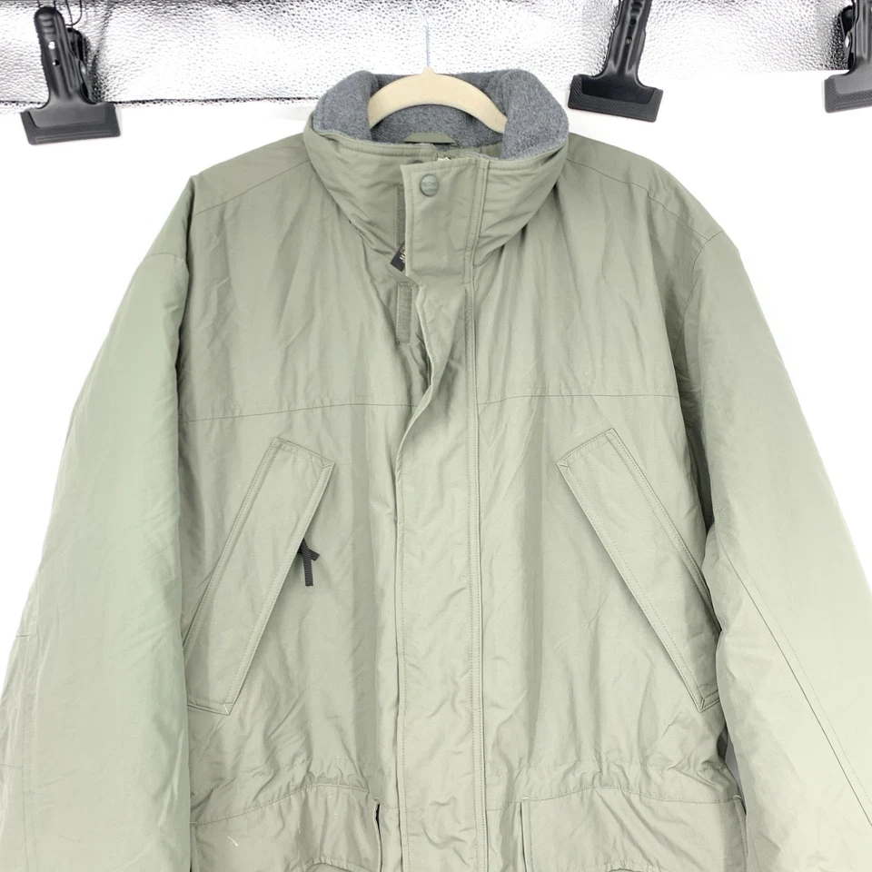 LL Bean Hombres Talla Grande Abrigo Verde Parka Chaqueta Forrada de Vellón Capucha Invierno Largo Foto 3 de 4